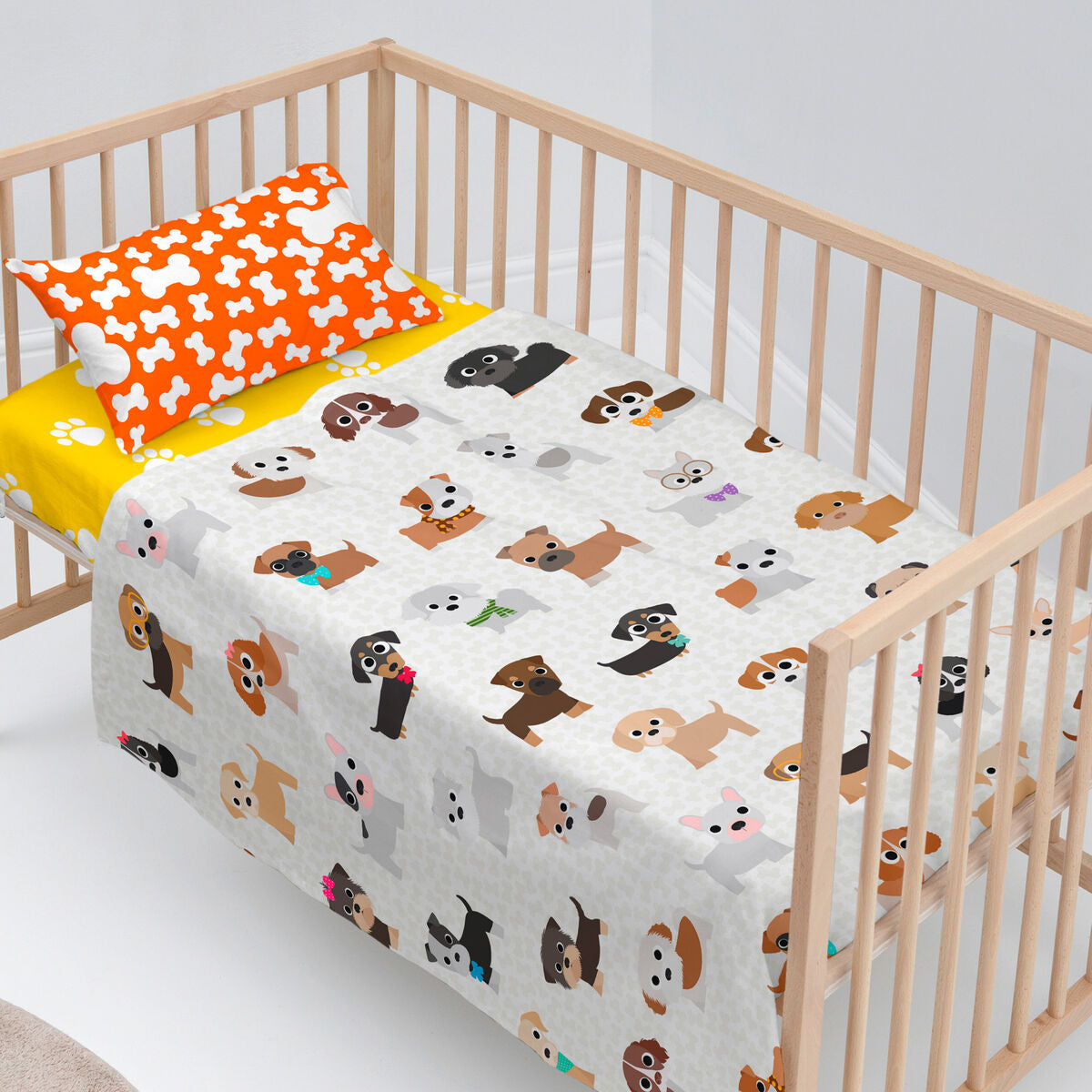 Bäddset HappyFriday Mr Fox Dogs Multicolour Babysäng 2 Delar-Bebis, Sovrum-HappyFriday-peaceofhome.se