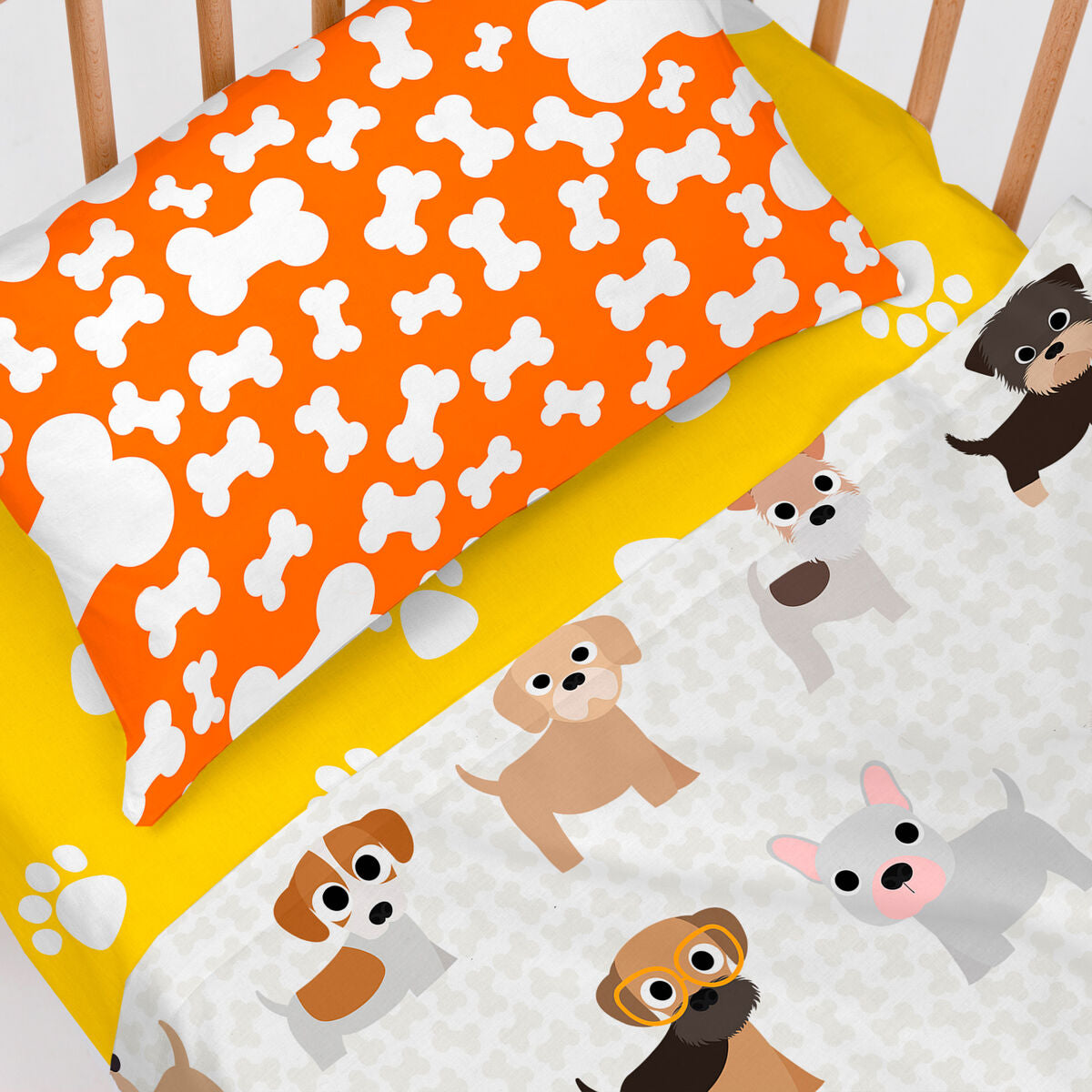 Bäddset HappyFriday Mr Fox Dogs Multicolour Babysäng 2 Delar-Bebis, Sovrum-HappyFriday-peaceofhome.se