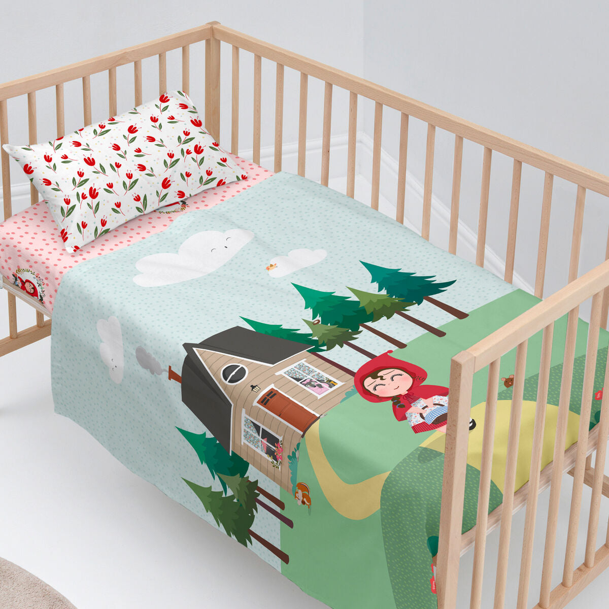 Bäddset HappyFriday Mr Fox Red Riding Hood Multicolour Babysäng 2 Delar-Bebis, Sovrum-HappyFriday-peaceofhome.se