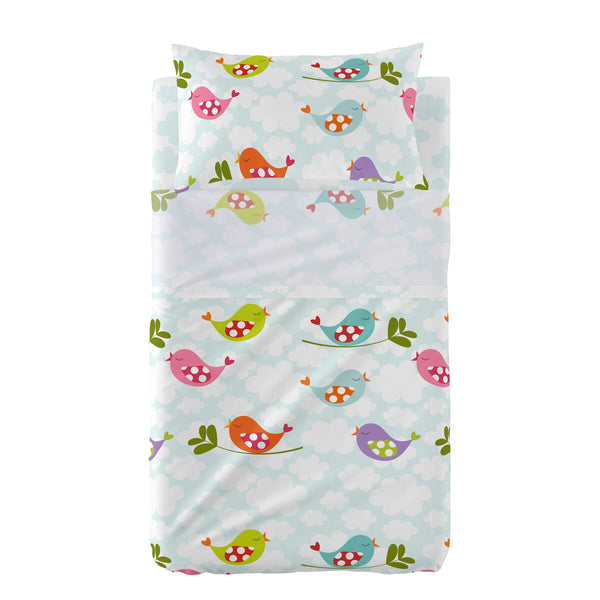 Bädset för spjälsäng HappyFriday Mr Fox Little Birds Multicolour Babysäng 2 Delar-Bebis, Sovrum-HappyFriday-peaceofhome.se