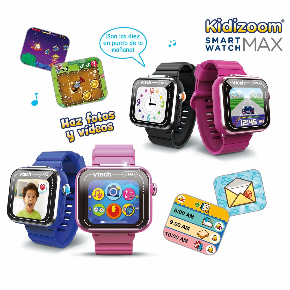 Barnklocka Vtech Kidizoom Smartwatch Max 256 MB Interaktivt Blå-Bebis, Leksaker för småbarn-Vtech-peaceofhome.se
