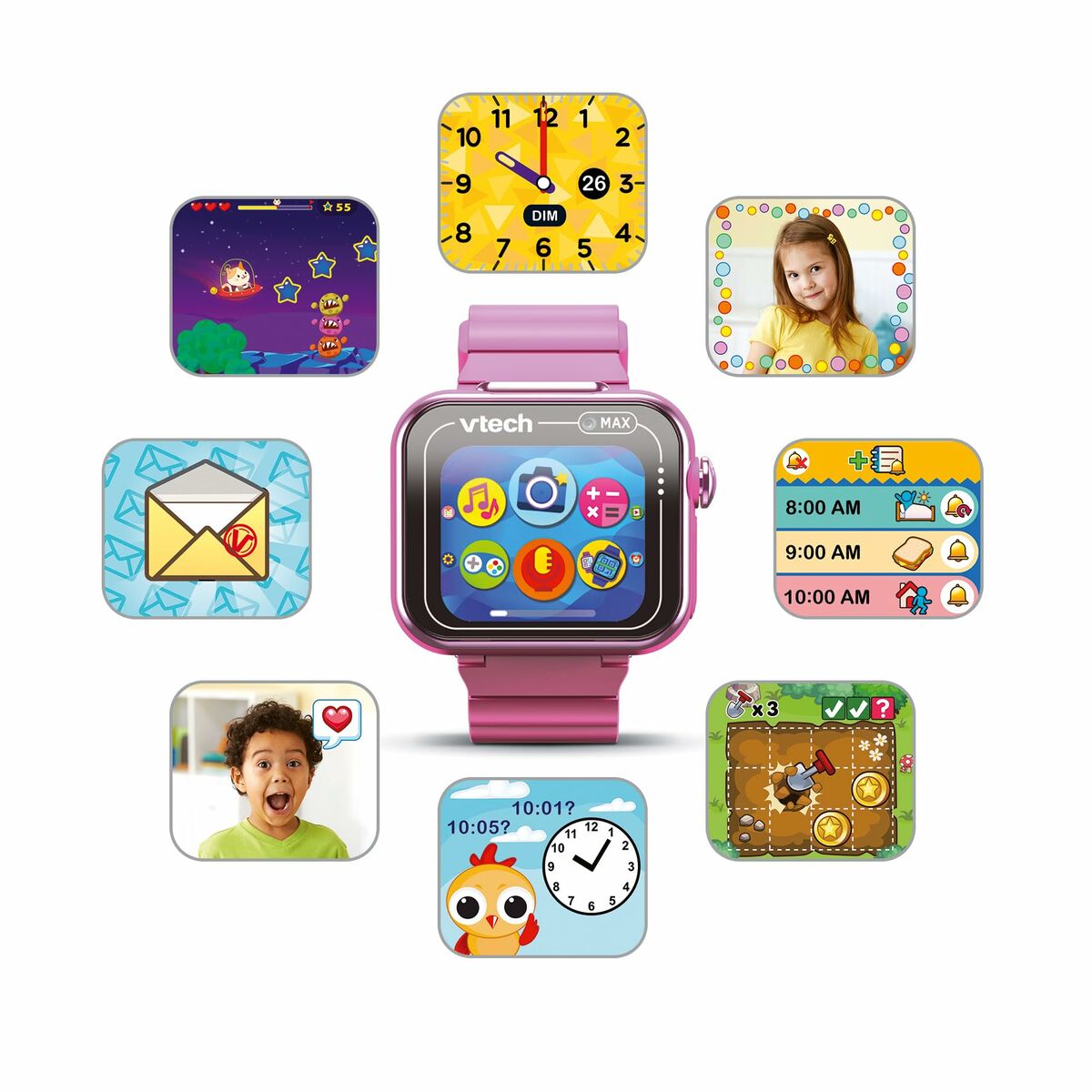 Barnklocka Vtech Kidizoom Smartwatch Max 256 MB Interaktivt Rosa-Leksaker och spel, Elektroniska leksaker-Vtech-peaceofhome.se