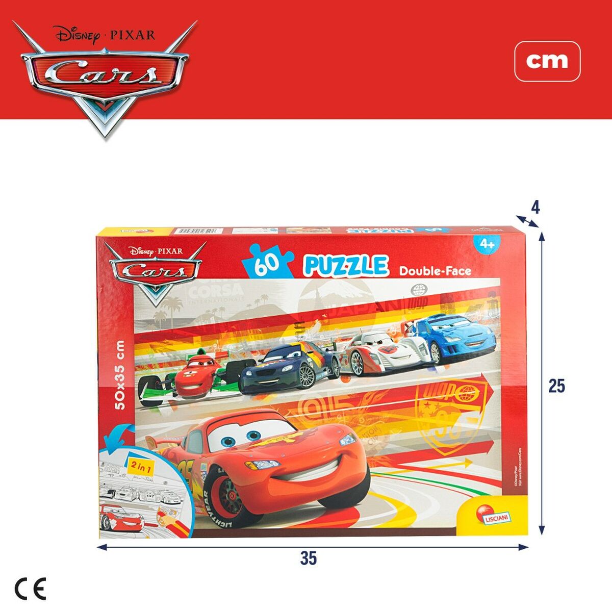 Barnpussel Cars Dubbelsidig 60 Delar 50 x 35 cm (12 antal)-Leksaker och spel, Pussel och hjärngrupper-Cars-peaceofhome.se