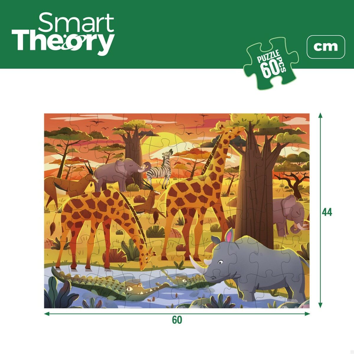 Barnpussel Colorbaby Wild Animals 60 Delar 60 x 44 cm (6 antal)-Leksaker och spel, Pussel och hjärngrupper-Colorbaby-peaceofhome.se