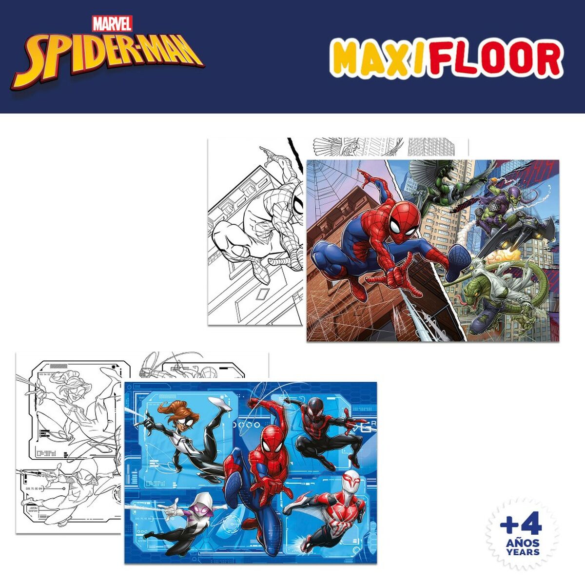 Barnpussel Spider-Man Dubbelsidig 4-i-1 48 Delar 35 x 1,5 x 25 cm (6 antal)-Leksaker och spel, Pussel och hjärngrupper-Spider-Man-peaceofhome.se