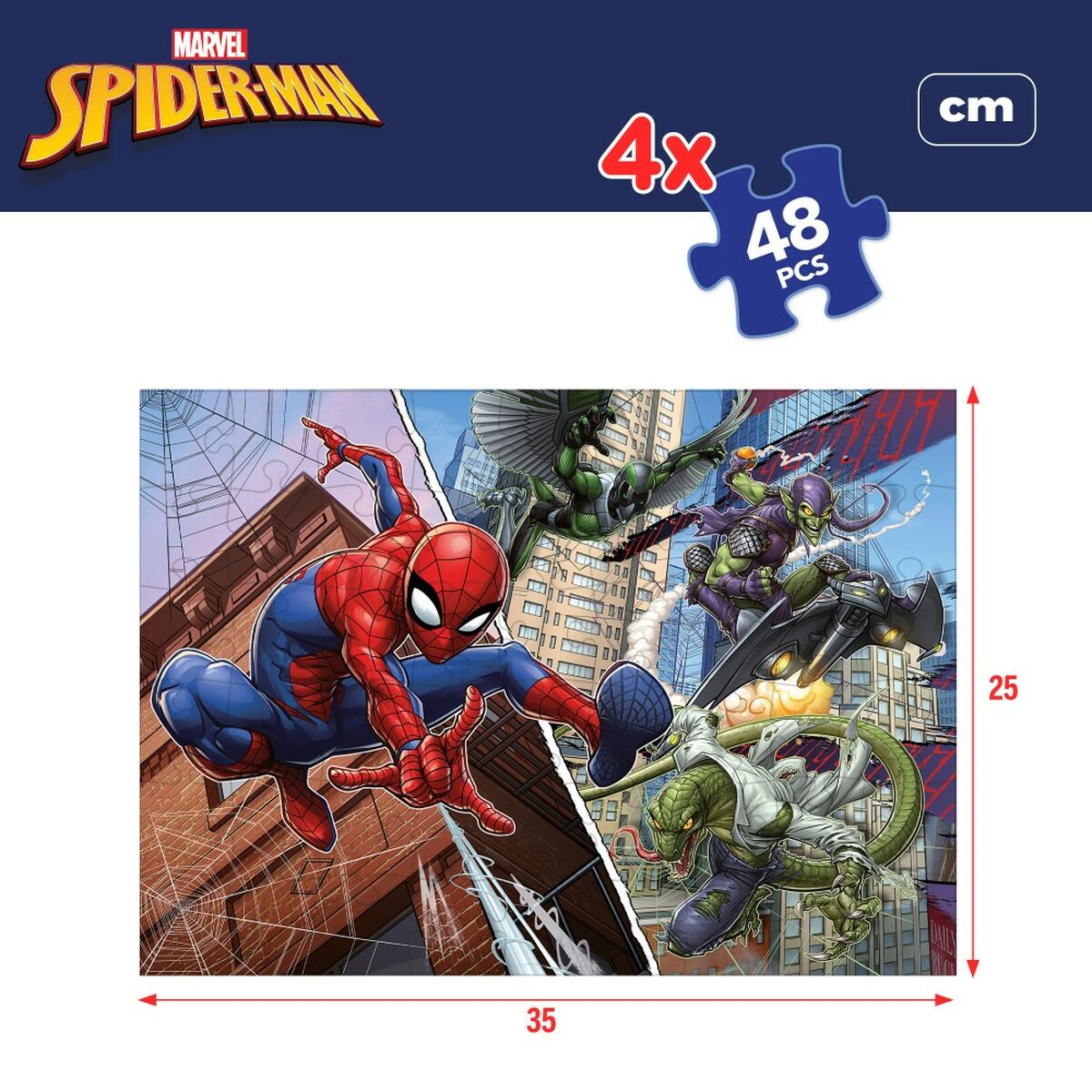 Barnpussel Spider-Man Dubbelsidig 4-i-1 48 Delar 35 x 1,5 x 25 cm (6 antal)-Leksaker och spel, Pussel och hjärngrupper-Spider-Man-peaceofhome.se