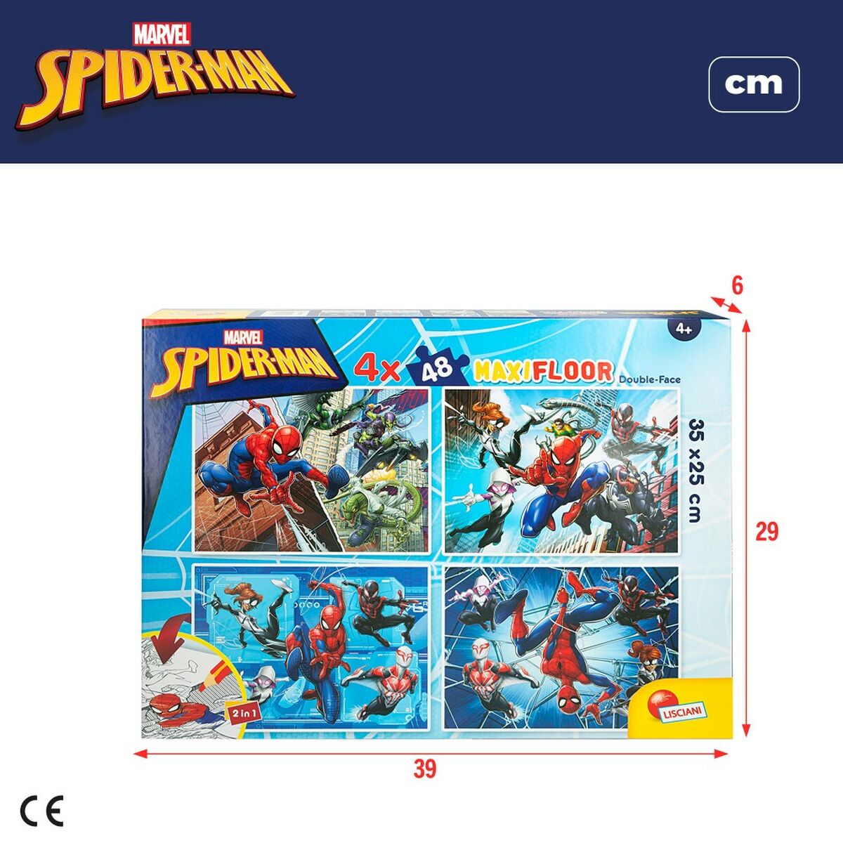 Barnpussel Spider-Man Dubbelsidig 4-i-1 48 Delar 35 x 1,5 x 25 cm (6 antal)-Leksaker och spel, Pussel och hjärngrupper-Spider-Man-peaceofhome.se