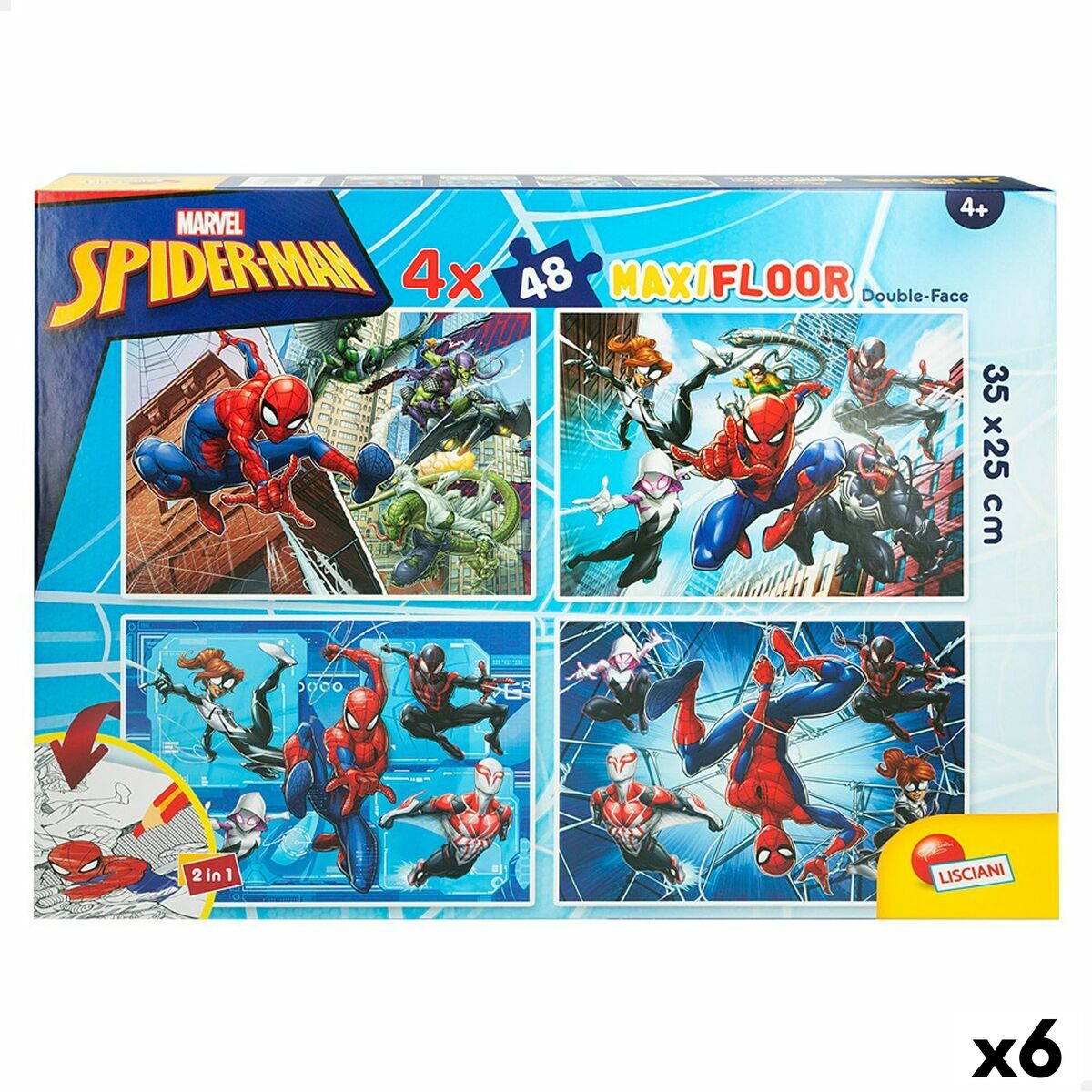 Barnpussel Spider-Man Dubbelsidig 4-i-1 48 Delar 35 x 1,5 x 25 cm (6 antal)-Leksaker och spel, Pussel och hjärngrupper-Spider-Man-peaceofhome.se