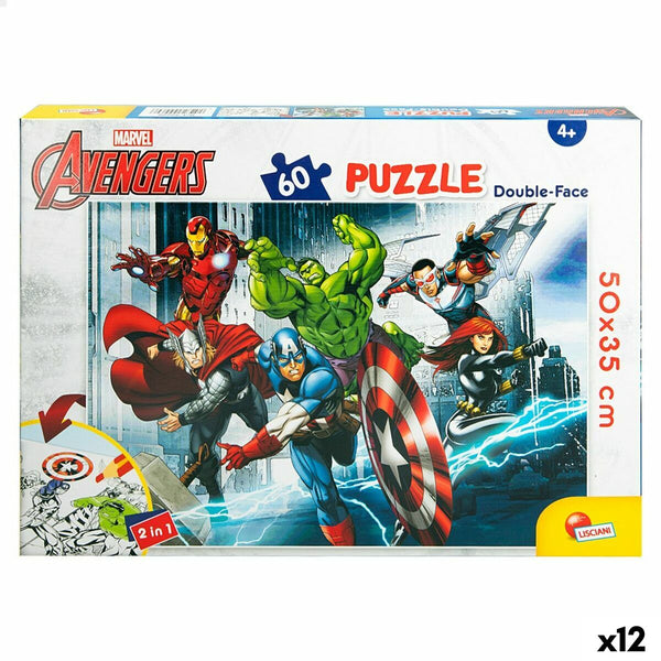 Barnpussel The Avengers Dubbelsidig 60 Delar 50 x 35 cm (12 antal)-Leksaker och spel, Pussel och hjärngrupper-The Avengers-peaceofhome.se