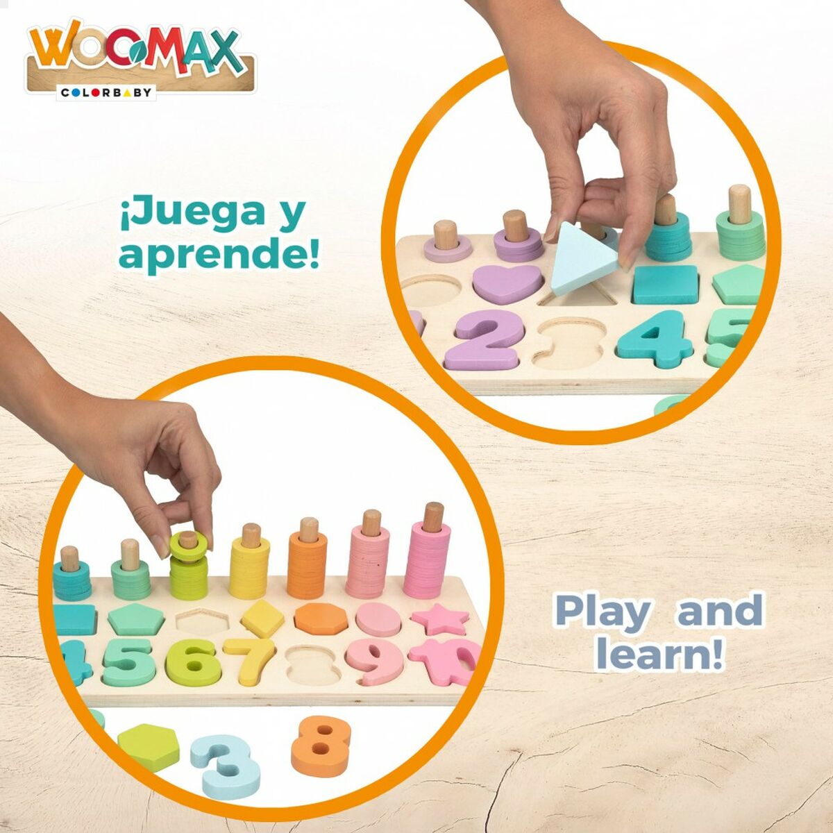 Barnpussel i trä Woomax Former Siffror + 3 år (6 antal)-Leksaker och spel, Pussel och hjärngrupper-Woomax-peaceofhome.se