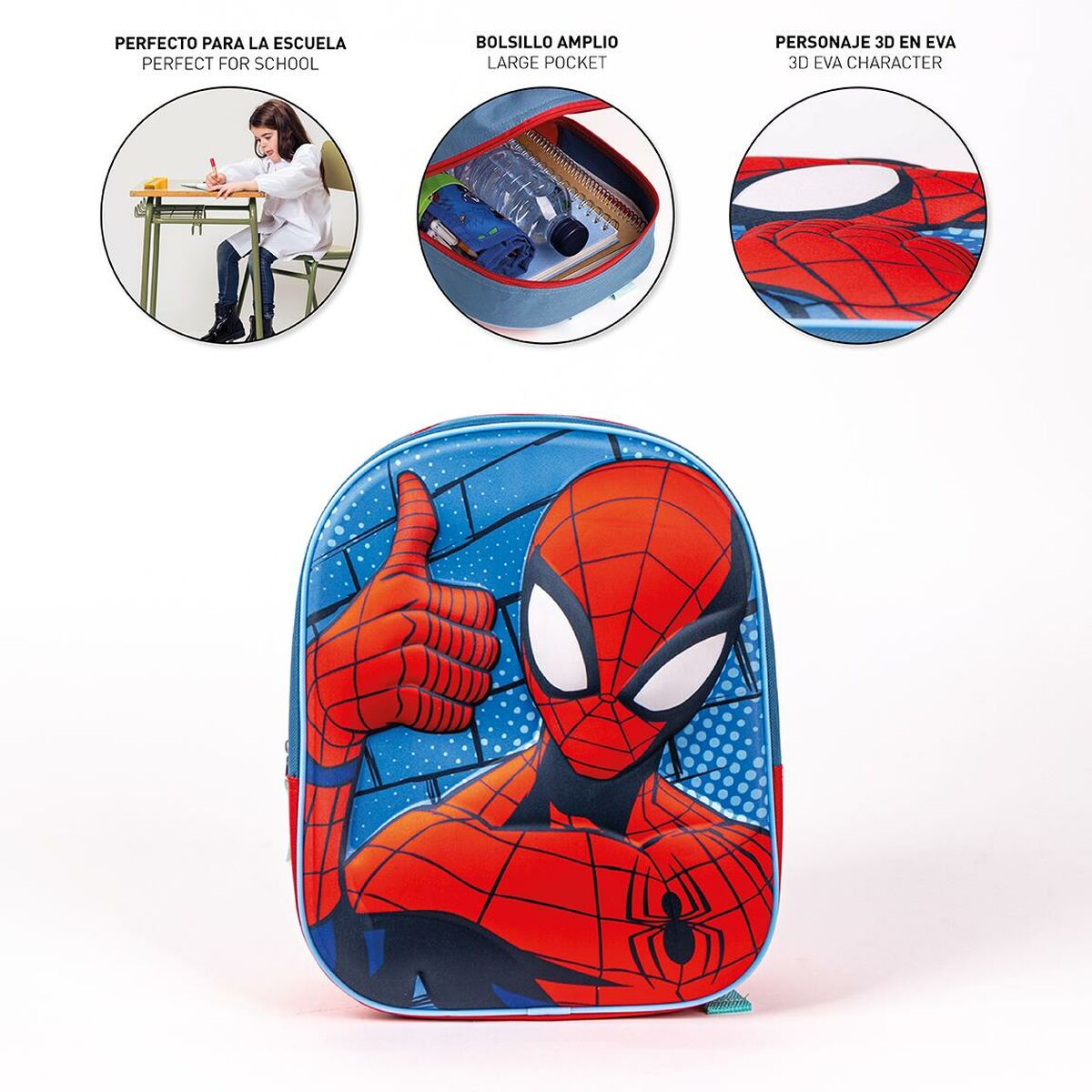 Barnryggsäck 3D Spider-Man Röd Blå 25 x 31 x 10 cm-Kontor och Kontorsmaterial, Skol- och utbildningsmaterial-Spider-Man-peaceofhome.se