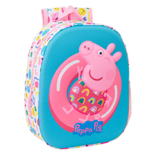 Barnryggsäck Peppa Pig Blå Vit Rosa 27 x 33 x 10 cm 3D-Kontor och Kontorsmaterial, Skol- och utbildningsmaterial-Peppa Pig-peaceofhome.se