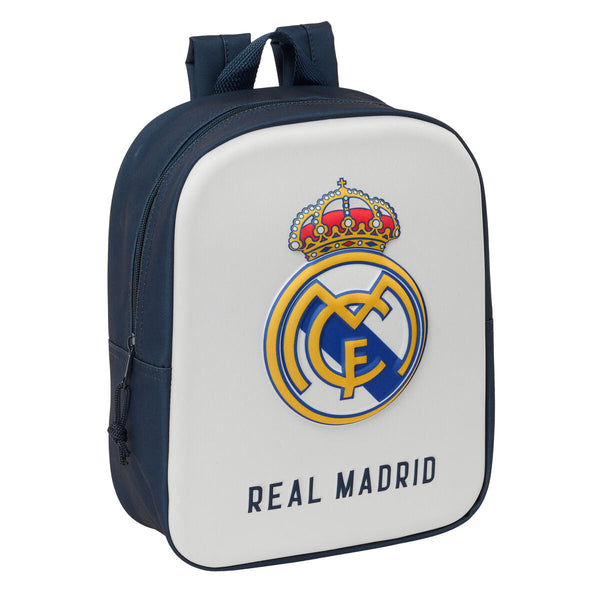 Barnryggsäck Real Madrid C.F. Vit Marinblå 22 x 27 x 10 cm-Kontor och Kontorsmaterial, Skol- och utbildningsmaterial-Real Madrid C.F.-peaceofhome.se