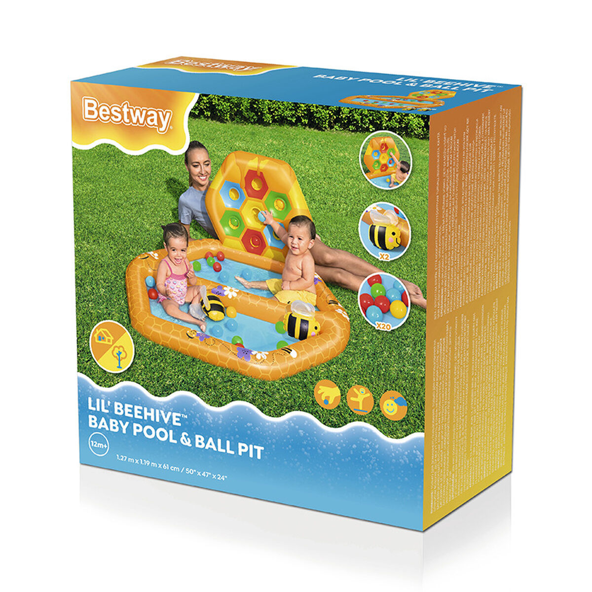 Bestway Uppblåsbar Barnpool Bin med Bollar 127x119x61 cm +12 Månader Trädgård 52639-Leksaker och spel, Sport och utomhus-Bestway-peaceofhome.se