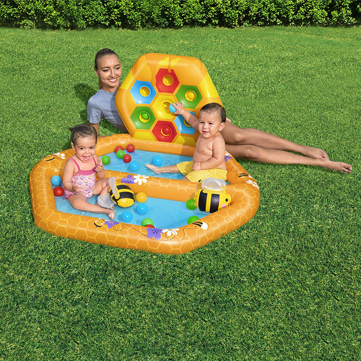 Bestway Uppblåsbar Barnpool Bin med Bollar 127x119x61 cm +12 Månader Trädgård 52639-Leksaker och spel, Sport och utomhus-Bestway-peaceofhome.se