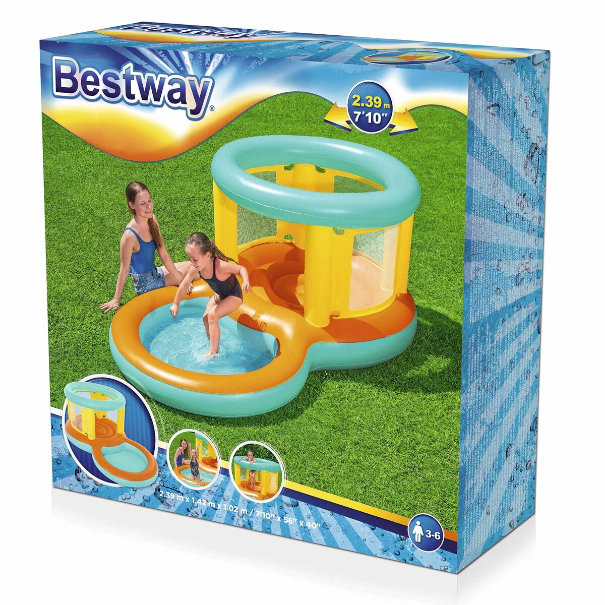 Bestway Uppblåsbar Pool Lekplats Hopper 239x142x102 cm +3 till 6 År Trädgård 52385-Leksaker och spel, Sport och utomhus-Bestway-peaceofhome.se