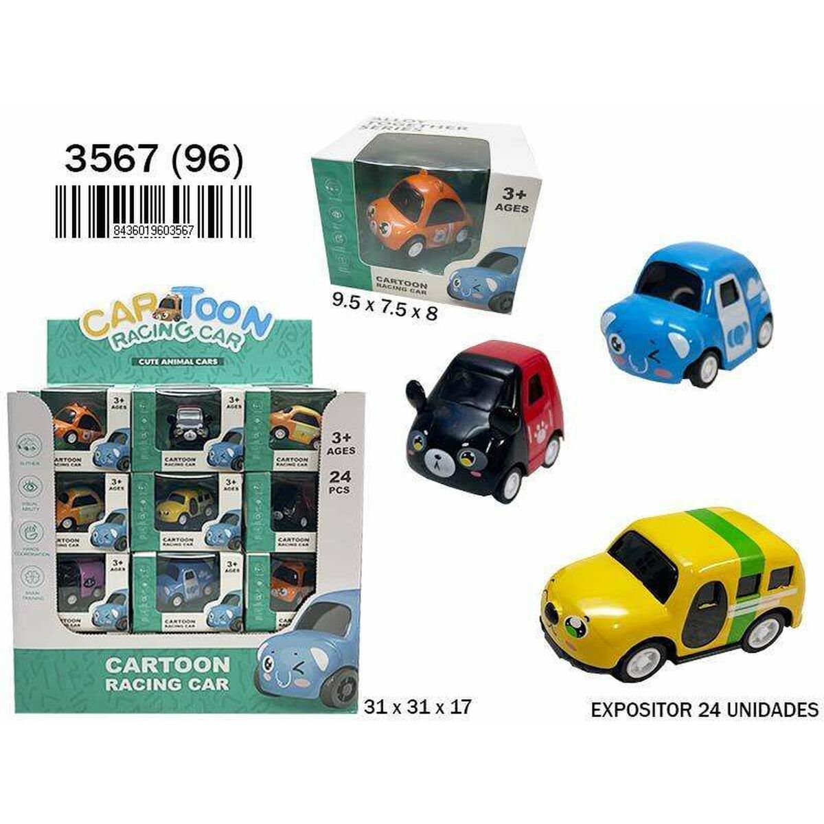 Bil 9,5 x 7,5 x 8 cm djur-Leksaker och spel, Fordon-BigBuy Fun-peaceofhome.se