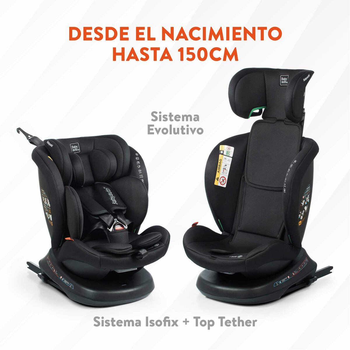 Bilstol Babyauto RODIA Svart 0 (de 0 a 10 kilos) I (9 - 18 kg) II (15-25 kg) III (22 - 36 kg) Barn ECE R129/04-Bebis, Bilsäten och tillbehör-Babyauto-peaceofhome.se