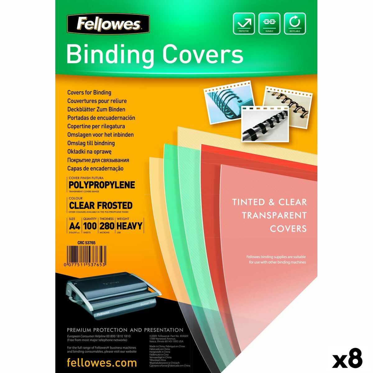 Bindande omslag Fellowes Futura Transparent A4 Plast (100 antal)-Kontor och Kontorsmaterial, Kontorsmaterial-Fellowes-peaceofhome.se