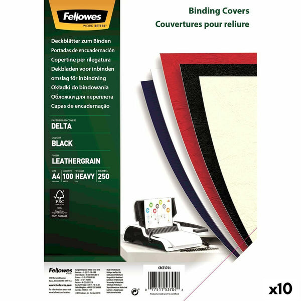 Binding Covers Fellowes Delta 100 Delar Svart A4 Papp (10 antal)-Kontor och Kontorsmaterial, Kontorsmaterial-Fellowes-peaceofhome.se