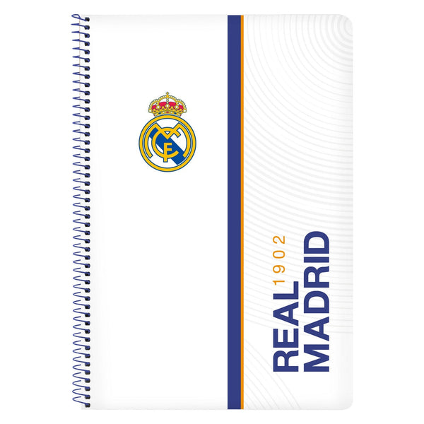 Bok med ringar Real Madrid C.F. 512154066 Blå Vit A4-Kontor och Kontorsmaterial, Pappersprodukter för kontoret-Real Madrid C.F.-peaceofhome.se