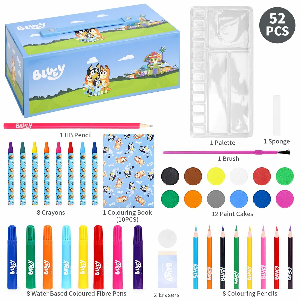 Brevpapper Set Bluey Blå 52 Delar-Kontor och Kontorsmaterial, Skol- och utbildningsmaterial-Bluey-peaceofhome.se