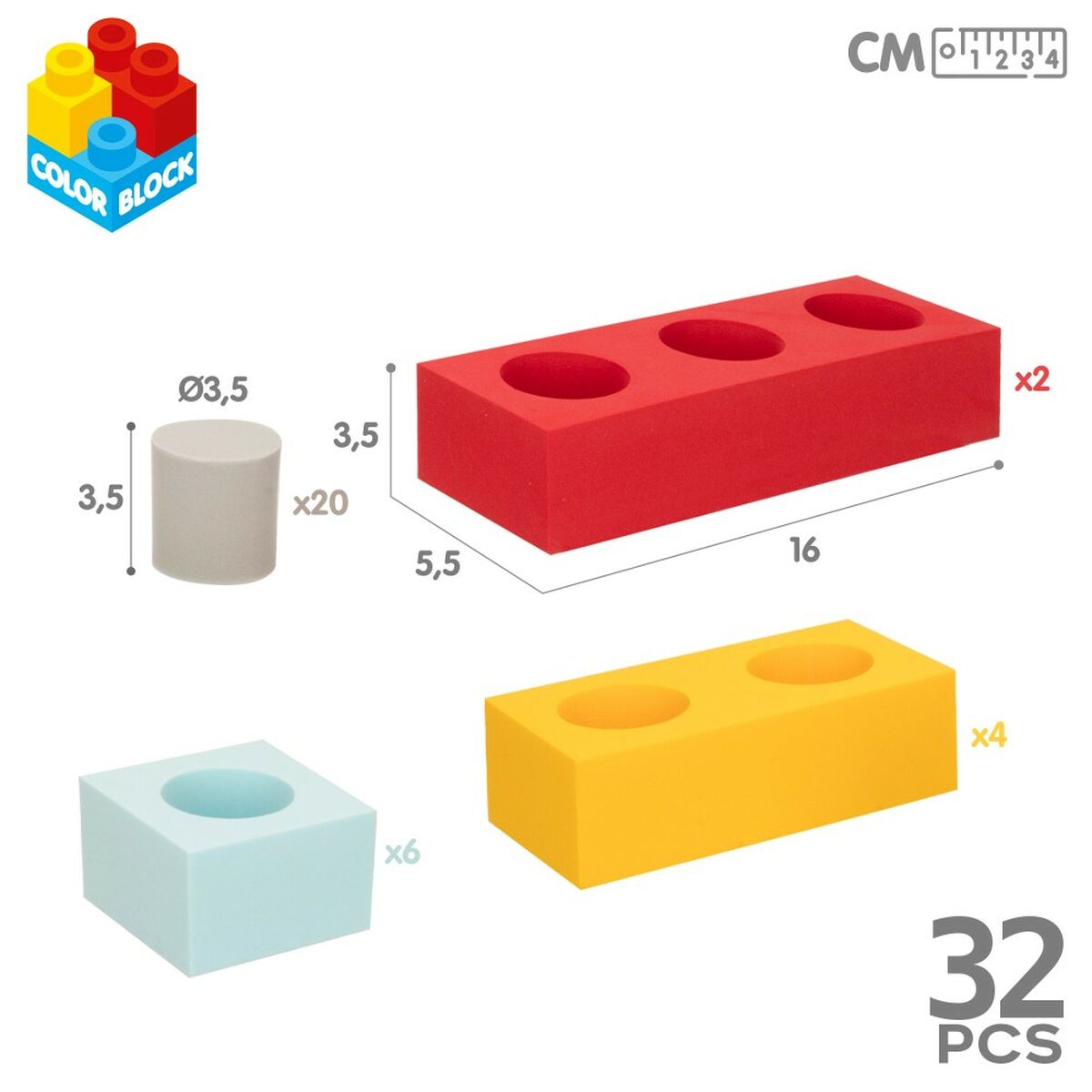 Byggklossar Color Block 32 Delar EVA (4 antal)-Leksaker och spel-Color Block-peaceofhome.se