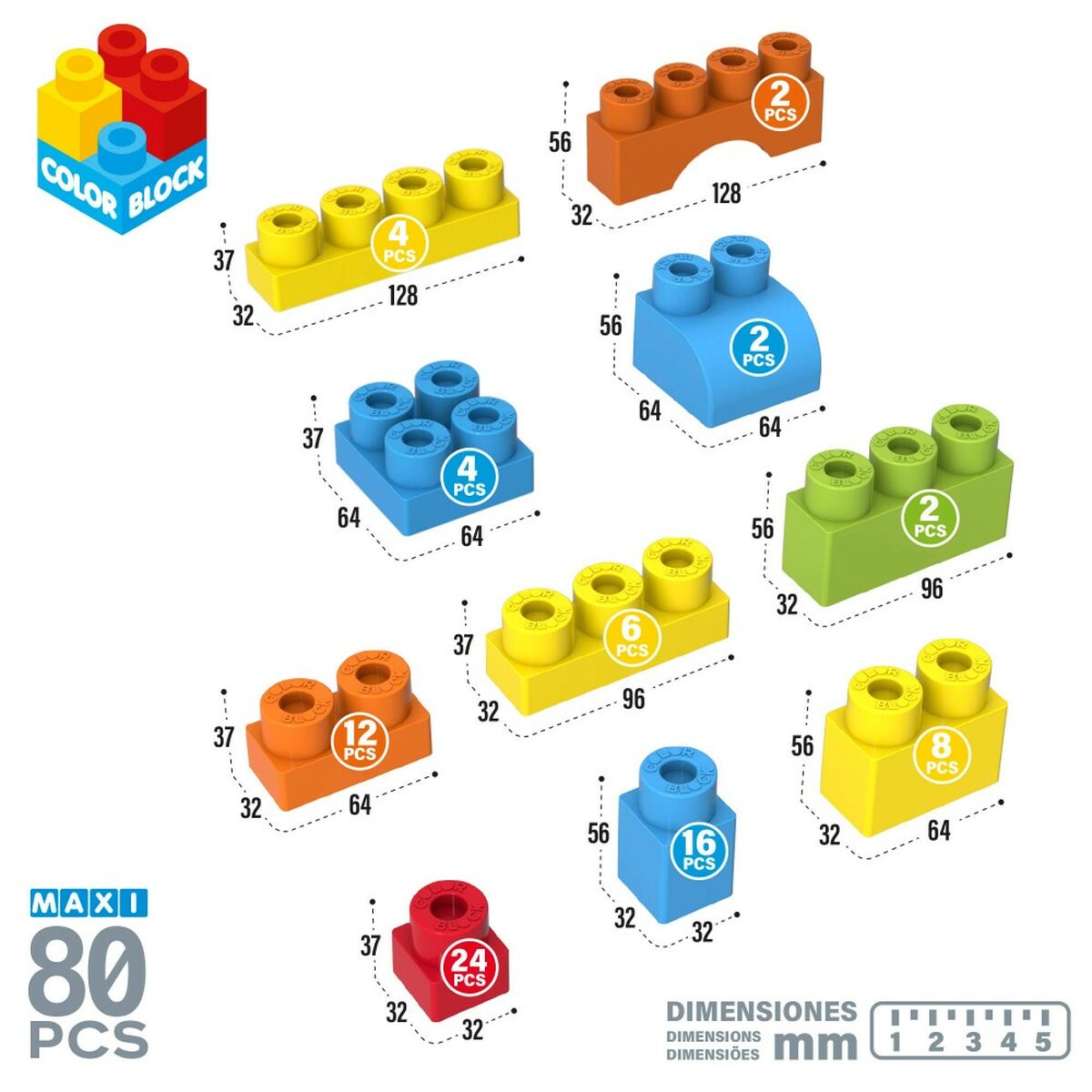 Byggsats Color Block Basic 80 Delar (4 antal)-Leksaker och spel-Color Block-peaceofhome.se