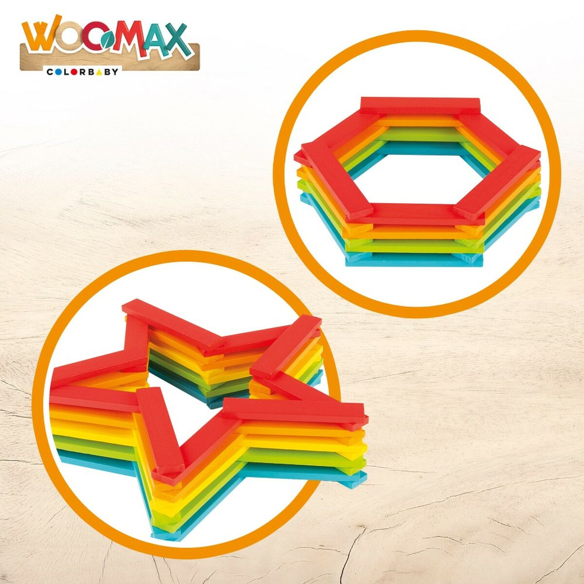 Byggsats Woomax 100 Delar 10 x 0,5 x 1,8 cm (6 antal)-Bebis, Leksaker för småbarn-Woomax-peaceofhome.se