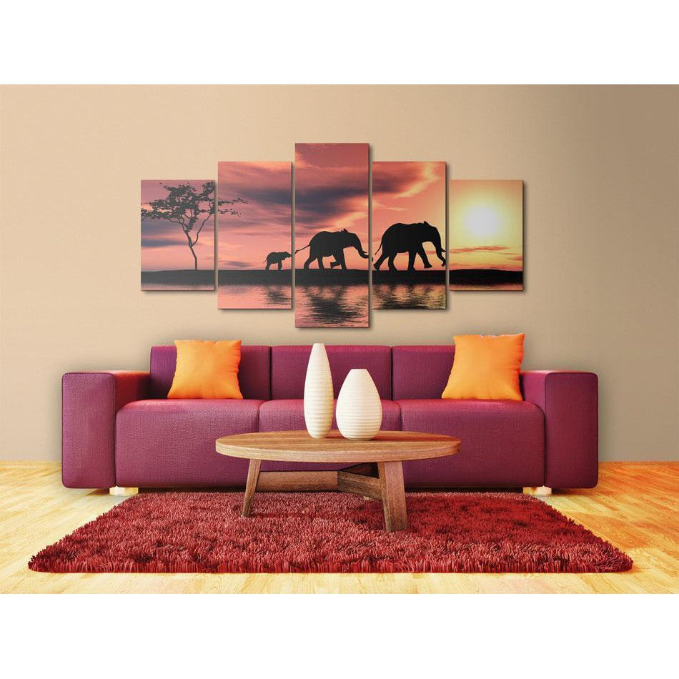 Canvas Tavla - African elephants family-Tavlor-Artgeist-peaceofhome.se