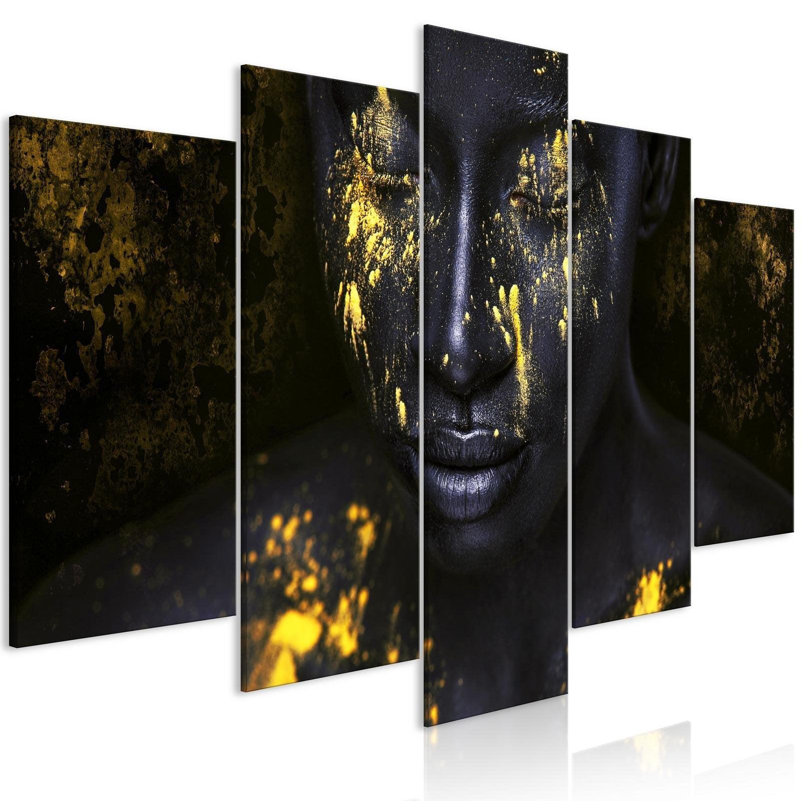 Canvas Tavla - Bathed in Gold (5 delar) Wide-Tavla Canvas-Artgeist-peaceofhome.se