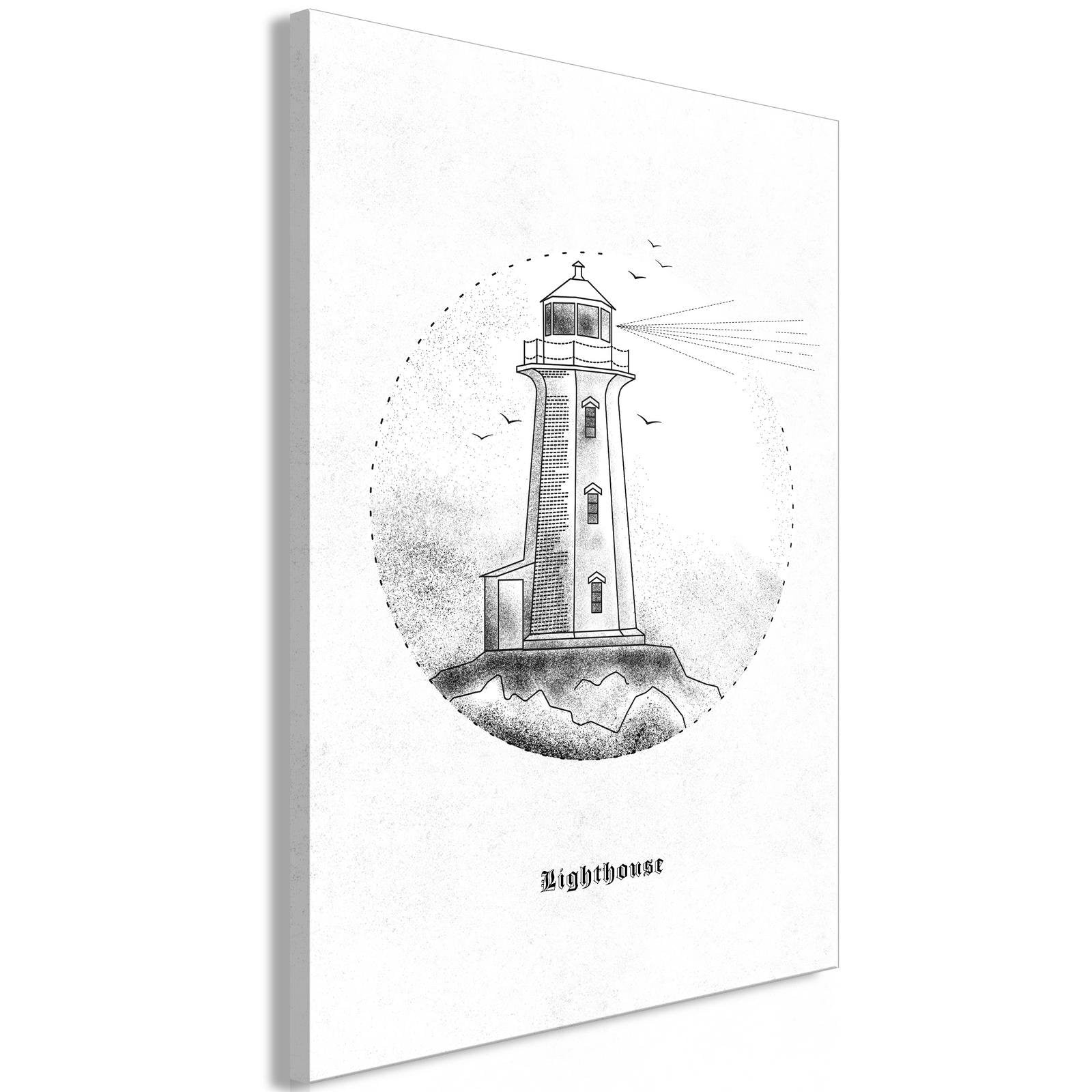 Canvas Tavla - Black and White Lighthouse Vertical-Tavla Canvas-Artgeist-40x60-peaceofhome.se