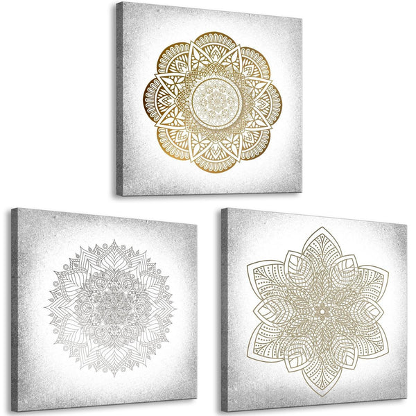 Canvas Tavla - Bright Mandalas (3 delar)-Tavla Canvas-Artgeist-120x40-peaceofhome.se