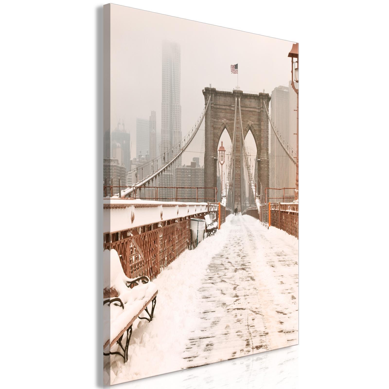 Canvas Tavla - Brooklyn Bridge in Sepia Vertical-Tavlor-Artgeist-peaceofhome.se
