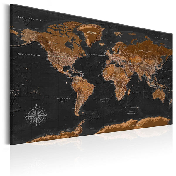 Canvas Tavla - Brown World Map (PL)-Tavla Canvas-Artgeist-peaceofhome.se