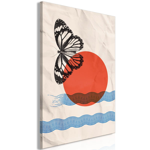 Canvas Tavla - Butterfly and Sunrise Vertical-Tavla Canvas-Artgeist-40x60-peaceofhome.se