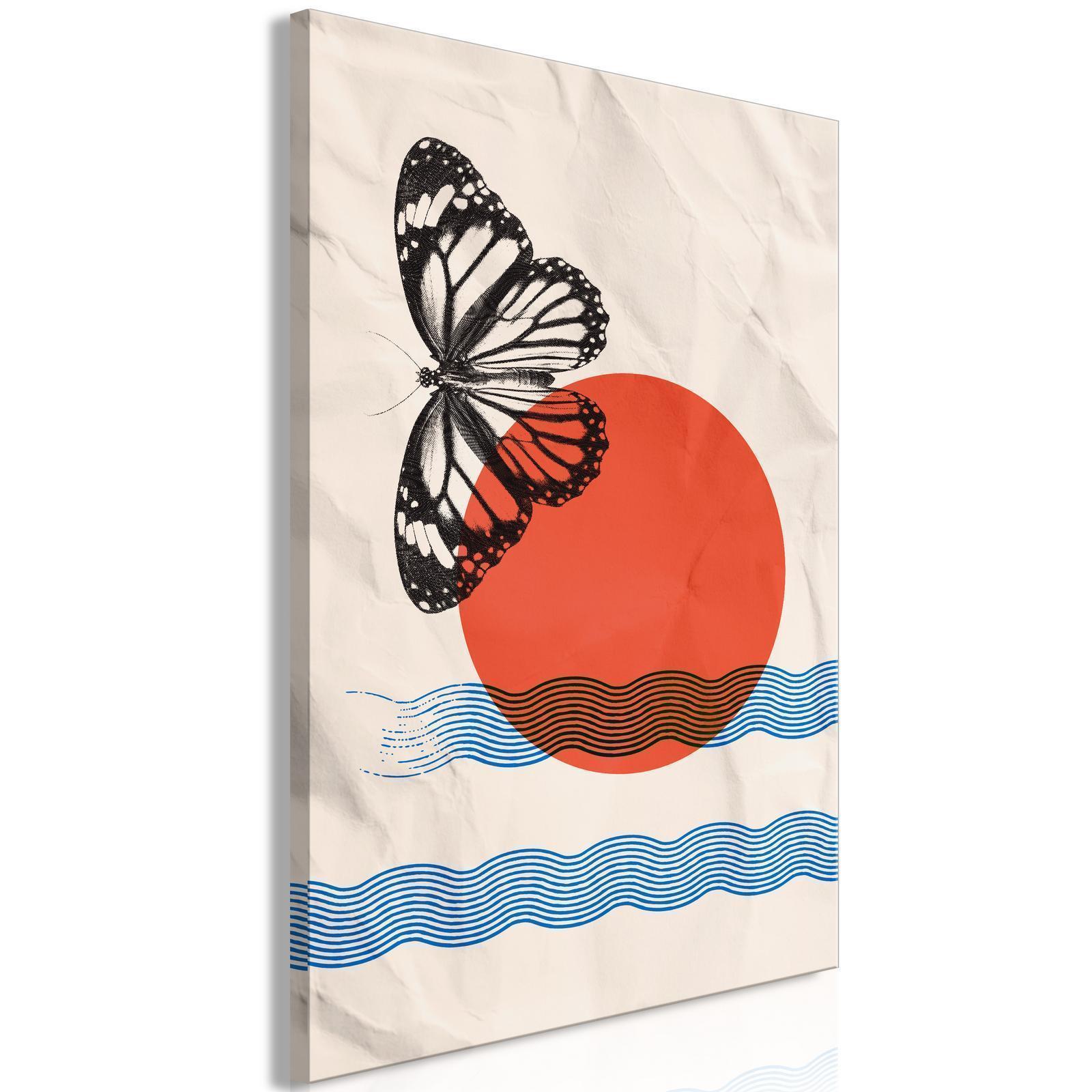 Canvas Tavla - Butterfly and Sunrise Vertical-Tavlor-Artgeist-peaceofhome.se