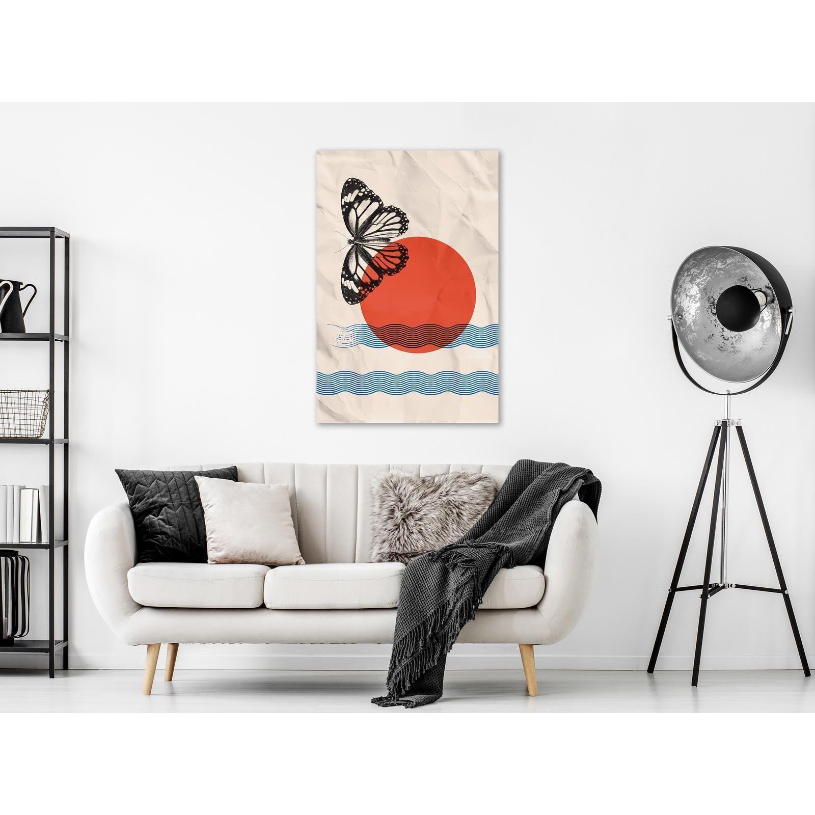 Canvas Tavla - Butterfly and Sunrise Vertical-Tavlor-Artgeist-peaceofhome.se
