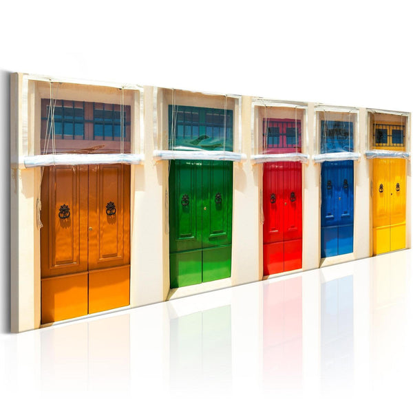 Canvas Tavla - Colourful Doors-Tavla Canvas-Artgeist-120x40-peaceofhome.se