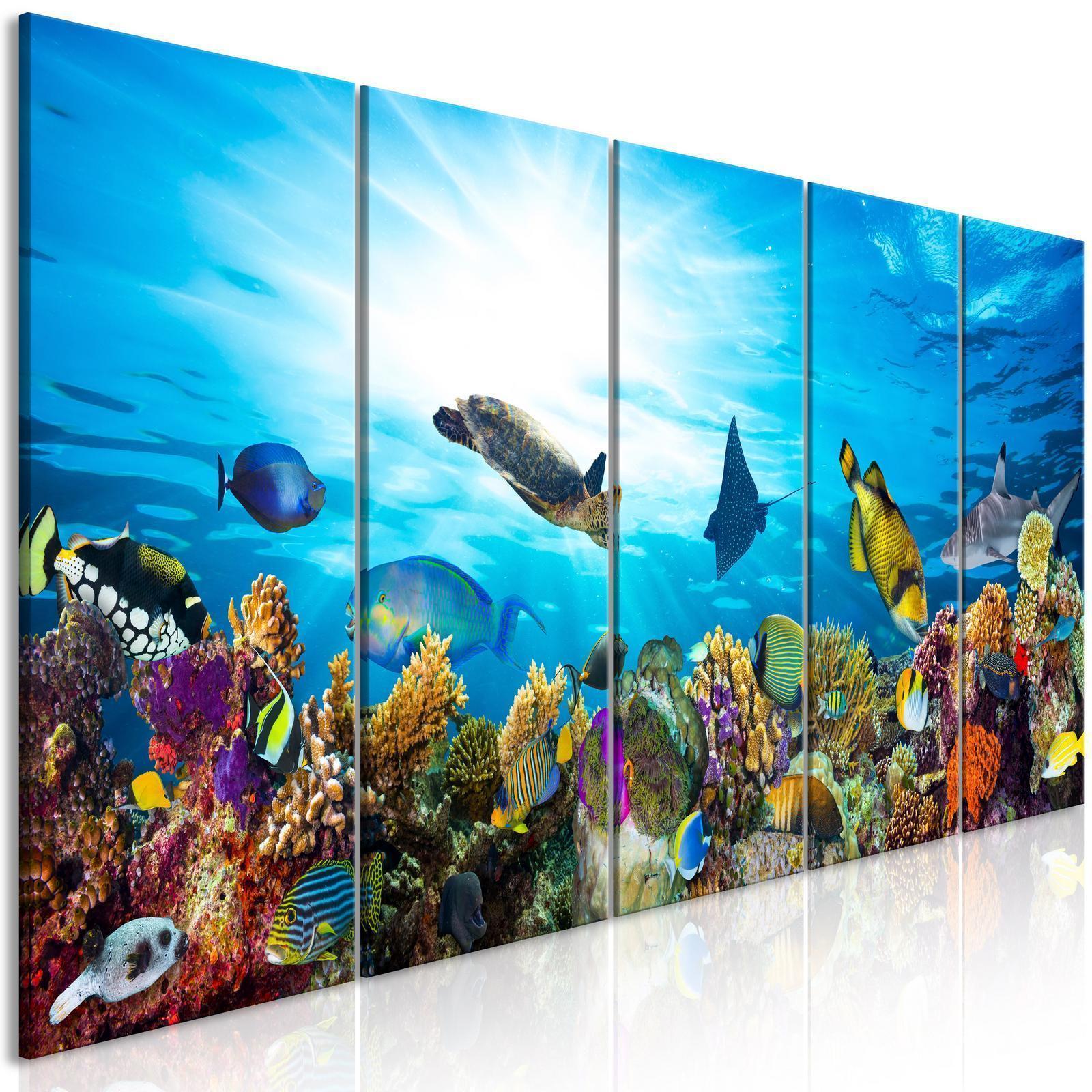 Canvas Tavla - Coral Reef (5 delar) Narrow-Tavlor-Artgeist-peaceofhome.se