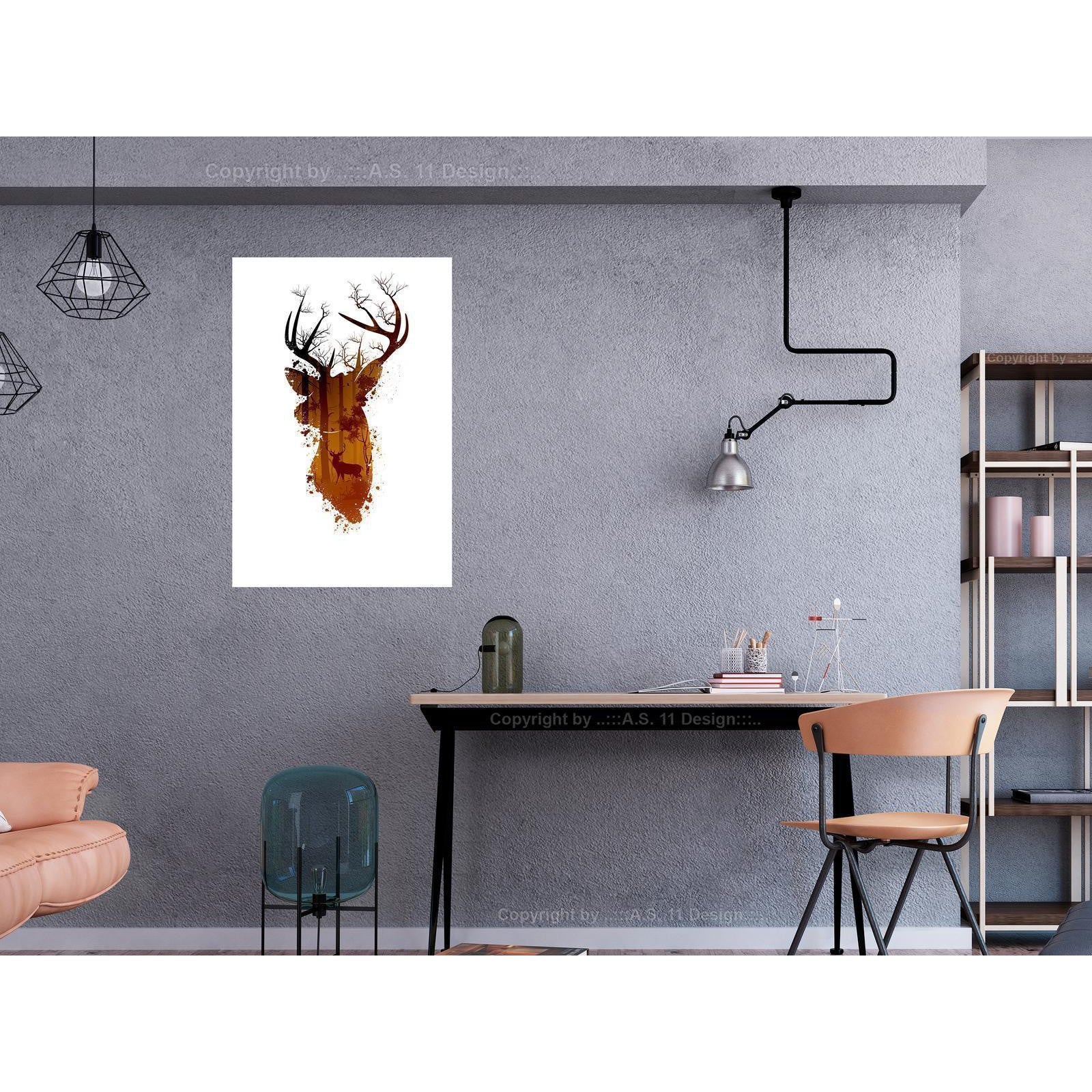 Canvas Tavla - Deer in the Morning Vertical-Tavlor-Artgeist-peaceofhome.se