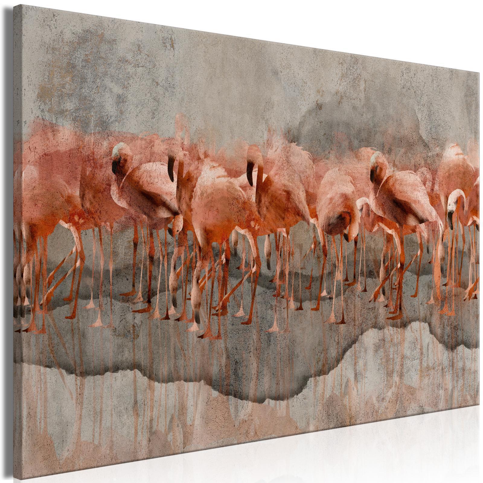 Canvas Tavla - Flamingo Lake Wide-Tavlor-Artgeist-peaceofhome.se