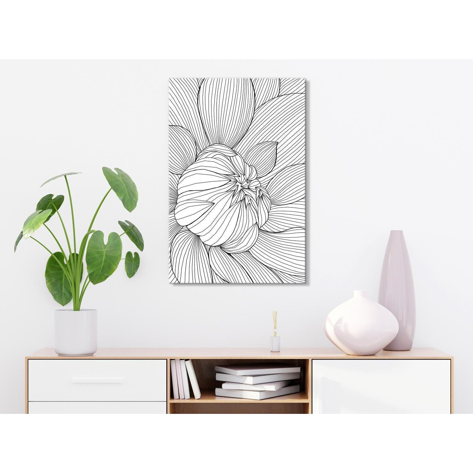Canvas Tavla - Flower Line Vertical-Tavlor-Artgeist-peaceofhome.se