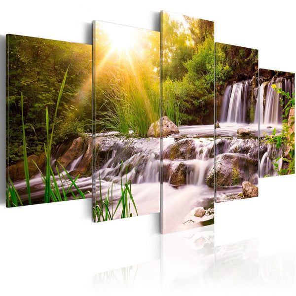 Canvas Tavla - Forest Waterfall-Tavlor-Artgeist-peaceofhome.se