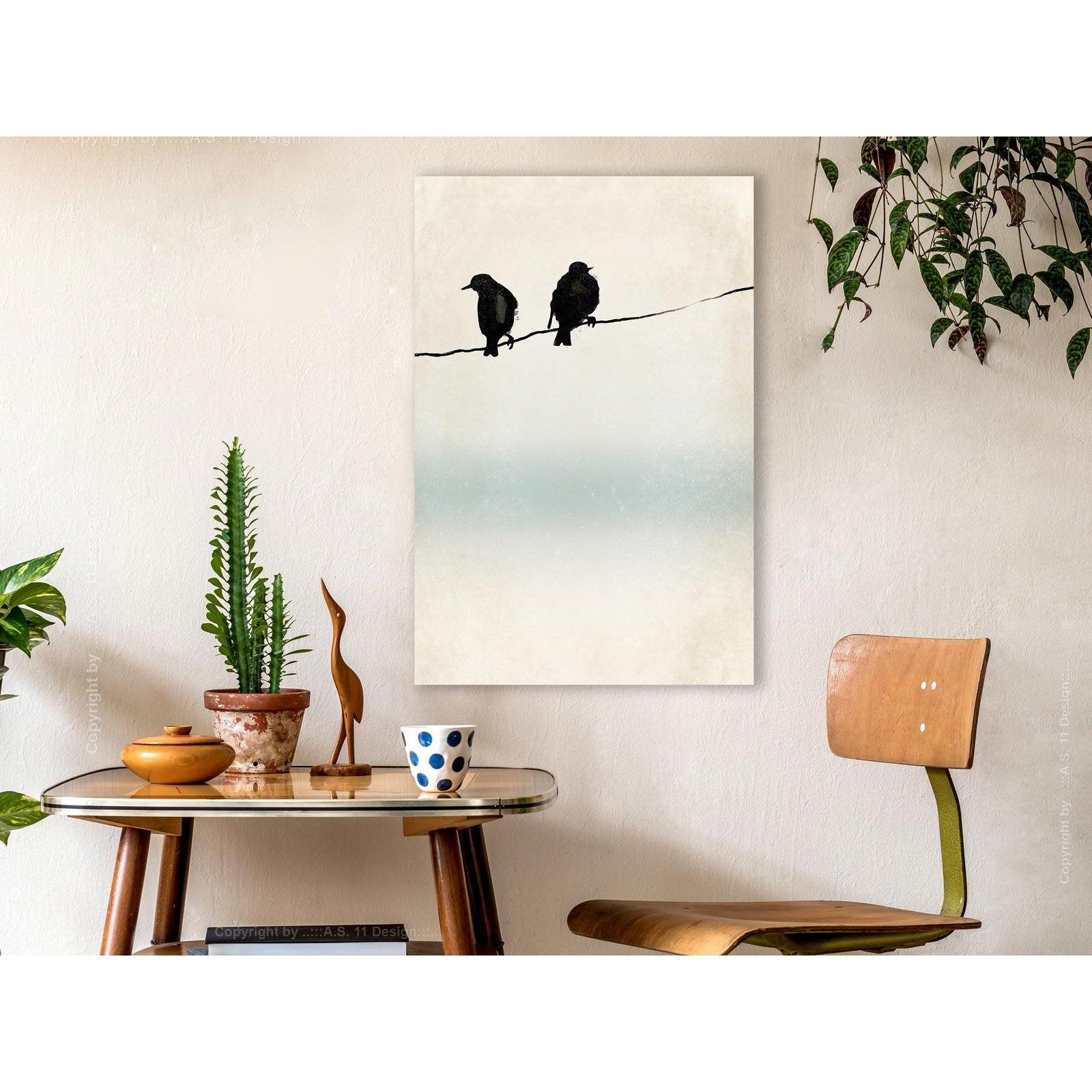 Canvas Tavla - Frozen Sparrows Vertical-Tavla Canvas-Artgeist-peaceofhome.se