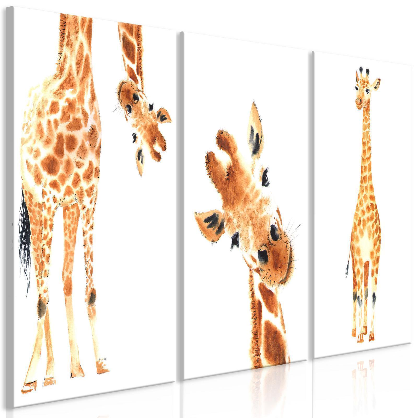 Canvas Tavla - Funny Giraffes (3 delar)-Tavlor-Artgeist-peaceofhome.se
