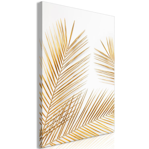 Canvas Tavla - Golden Palm Leaves Vertical-Tavla Canvas-Artgeist-peaceofhome.se