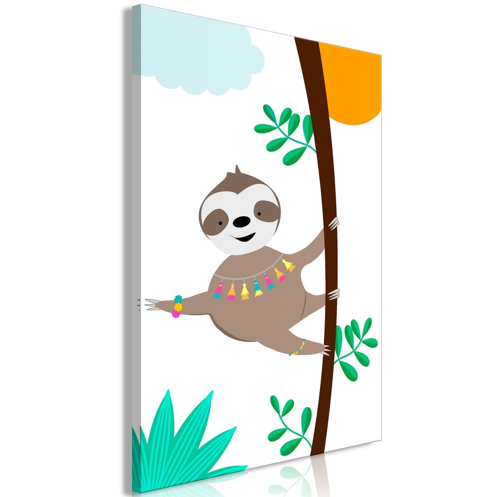 Canvas Tavla - Happy Sloth Vertical-Tavla Canvas-Artgeist-40x60-peaceofhome.se