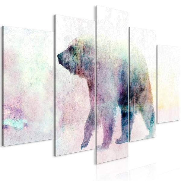 Canvas Tavla - Lonely Bear (5 delar) Wide-Tavla Canvas-Artgeist-peaceofhome.se