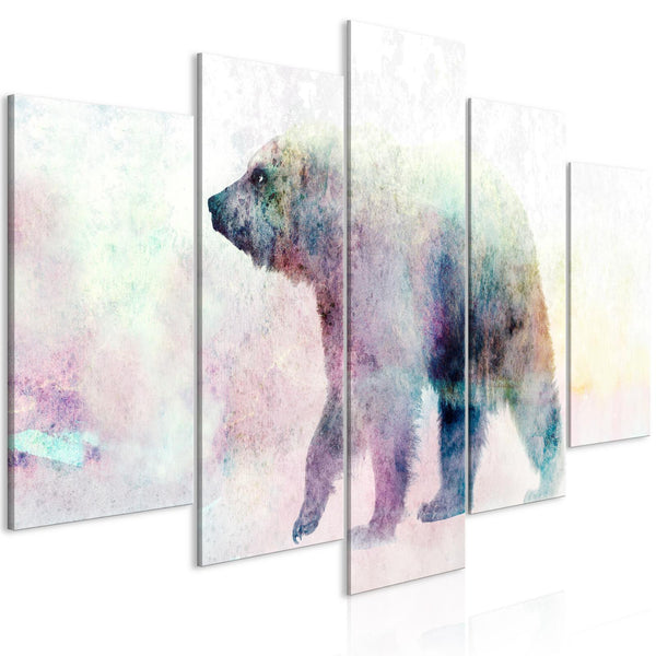 Canvas Tavla - Lonely Bear (5 delar) Wide-Tavlor-Artgeist-peaceofhome.se